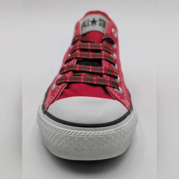 Converse Rebellion All Star Red Canvas Sneaker Women Sz 7 | Men Sz 5 Plaid Laces - Picture 4 of 17